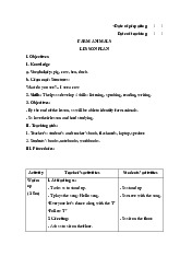 Lesson Plan Family Animals | Tiếng Anh 5