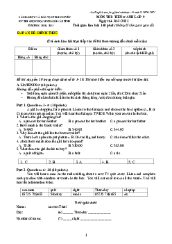 Đề Thi Chọn Học Sinh Giỏi Cấp Tỉnh Môn Thi Tiếng Anh Lớp 9 - SởGD&ĐT Thái Nguyên (có đáp án)