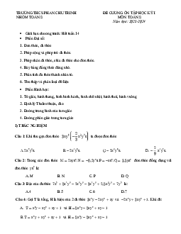 Đề cương Toán 8 học kì 1 năm 2023 – 2024 trường THCS Phan Chu Trinh – Hà Nội