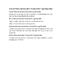 Tóm tắt Thêm một bản dịch “Truyện Kiều” sang tiếng Nhật Ngữ Văn 10 sách Chân Trời Sáng Tạo