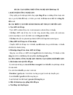 Sinh học 12 bài 20: Tạo giống nhờ công nghệ gen