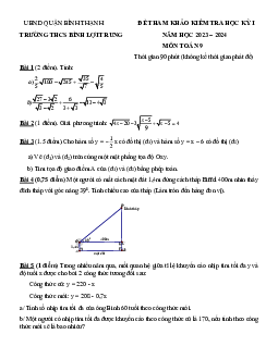 Bộ đề tham khảo cuối kỳ 1 Toán 9 năm 2023 – 2024 phòng GD&ĐT Bình Thạnh – TP HCM