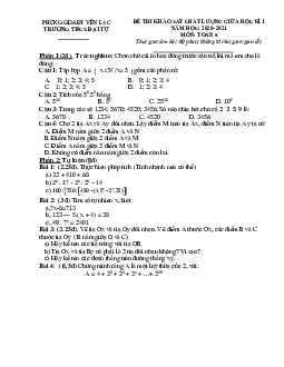 Đề thi giữa học kì 1 Toán 6 năm 2020 – 2021 trường THCS Đại Tự – Vĩnh Phúc