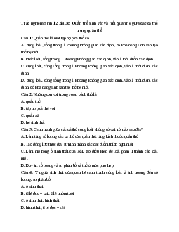 Trắc nghiệm Sinh học 12 bài 36: Quần thể sinh vật và mối quan hệ giữa các cá thể trong quần thể