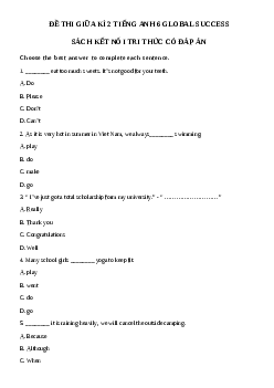 Đề thi giữa học kì 2 môn Tiếng Anh 6 năm 2023 - 2024 sách Global Success | Đề 2