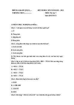 Đề thi học kì 2 môn Tin học 7 năm 2022 - 2023 sách Kết nối tri thức với cuộc sống - Đề 4