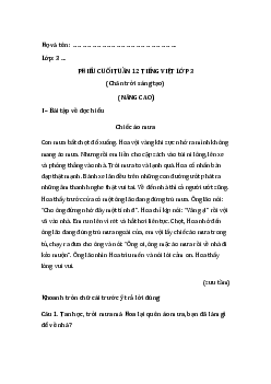 Bài tập cuối tuần Tiếng Việt lớp 3 Nâng cao Tuần 12 - Chân trời sáng tạo