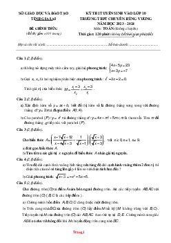 Đề thi tuyển sinh vào lớp 10 Trường THPT  năm học 2023-2024 môn toán Sở GD Quảng Ngãi (có đáp án và lời giải chi tiết