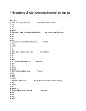 Trắc nghiệm về Giới từ trong tiếng Anh có đáp án - Tiếng Anh 12