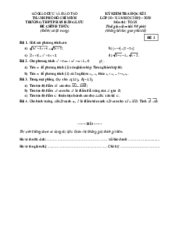 Đề thi cuối học kì 1 Toán 10 năm 2019 – 2020 trường THPT Phan Đăng Lưu – TP HCM