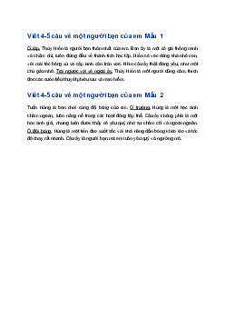 Viết 4-5 câu về một người bạn của em, trong đó có ít nhất hai câu sử dụng trạng ngữ | Tập làm văn 4