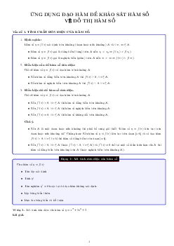 Ứng dụng đạo hàm để khảo sát và vẽ đồ thị hàm số Toán 12