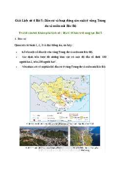 Giải Lịch sử Địa lí lớp 4 Bài 5: Dân cư và hoạt động sản xuất ở vùng Trung du và miền núi Bắc Bộ | Chân trời sáng tạo