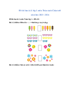 ĐỀ KIỂM TRA CUỐI HỌC KÌ 1 lớp 1 môn Toán - NĂM HỌC 2023-2024 | Đề 5 | Chân trời sáng tạo