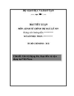 Tiểu luận "Giá trị thặng dư, thực tiễn và vận dụng tại Việt Nam".