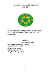 Đề tài : tìm hiểu hoạt động marketing của công ty cổ phần sữa việt nam (vinamilk) tiếp môn Chuyên ngành Marketing | Học viện Nông nghiệp Việt Nam