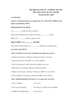 Đề thi học kì 1 môn Tiếng Anh 10 năm 2023 - 2024 sách Cánh diều đề 2