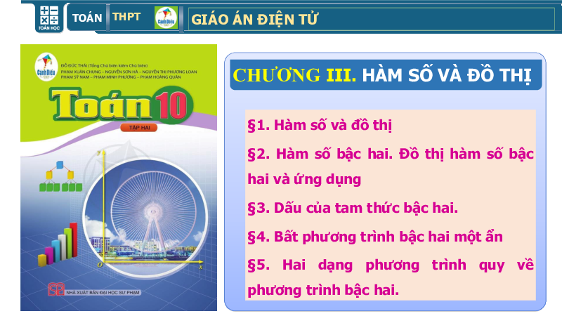 Chương 3. Bài 3: Dấu của tam thức bậc hai | Giáo án điện tử môn Toán 10 | Cánh diều