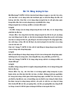 Giải Khoa học tự nhiên 9 Cánh diều Bài 14: Năng lượng tái tạo