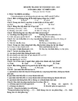 Đề kiểm tra HK1 môn KHTN 8 Kết nối tri thức (có đáp án ma trận đặc tả)