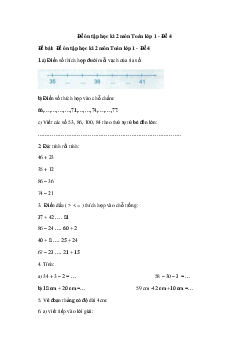 Đề thi học kì 2 môn Toán lớp 1 sách Vì sự bình đẳng - Đề 4