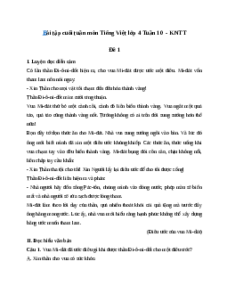Giải Bài tập cuối tuần lớp 4 môn Tiếng Việt Kết nối tri thức - Tuần 10