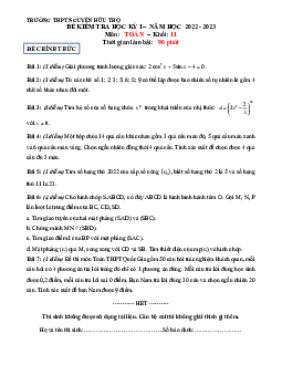 Đề học kỳ 1 Toán 11 năm 2022 – 2023 trường THPT Nguyễn Hữu Thọ – TP HCM