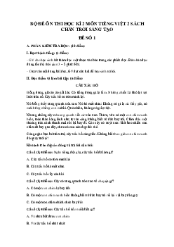 Đề ôn thi học kì 2 môn Tiếng Việt 2 sách Chân trời sáng tạo