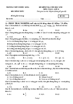 Đề thi cuối học kì 2 Toán 11 năm 2023 – 2024 trường THPT Phước Long – Bình Phước