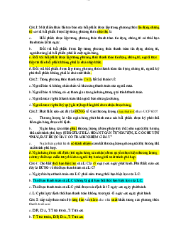 Bài tập trắc nghiệm (quiz) môn Thanh toán quốc tế nội dung chương số 1 và 2
