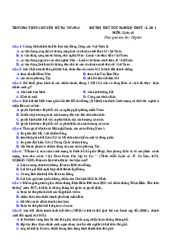Đề thi thử THPT Quốc gia 2022 môn Lịch sử lần 1 trường THPT Chuyên Hùng Vương - có đáp án