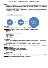 Chapter 1 Introducing management môn Principles of Management | Trường Đại học Quốc tế, Đại học Quốc gia Thành phố Hồ Chí Minh