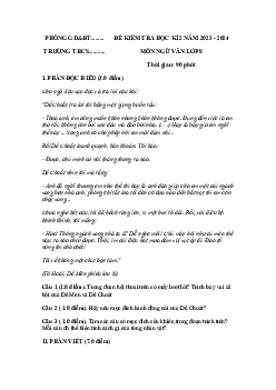 Đề thi học kì 2 môn Ngữ văn 8 năm 2023 - 2024 sách Chân trời sáng tạo