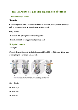 Giải Công nghệ 11 Bài 18: Nguyên lí làm việc của động cơ đốt trong | Kết nối tri thức