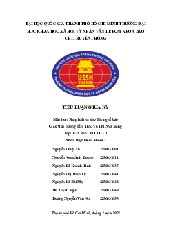 CASE STUDY KỀN KỀN | Pháp luật và đạo đức báo chí | Đại học Khoa học Xã hội và Nhân văn, Đại học Quốc gia Thành phố HCM