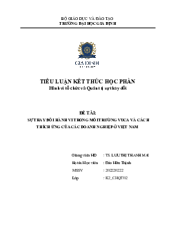 Tiểu luận môn Hành vi tổ chức và sự thay đổi | Đại học Gia Định