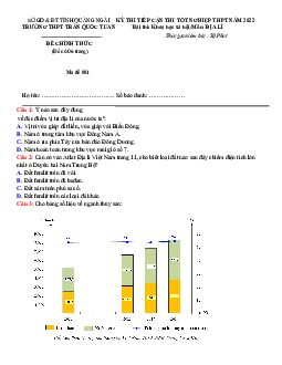 Đề thi thử tốt nghiệp 2022 môn Địa THPT Trần Quốc Tuấn lần 1 (có đáp án)
