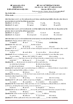 TOP 10 đề thi thử tốt nghiệp THPT 2021 môn Tiếng Anh (có đáp án, bộ 3)