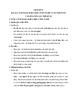 Lịch Sử 12 bài 10: Cách mạng khoa học - công nghệ và xu thế toàn cầu hóa nửa sau thế kỉ XX