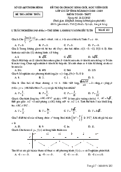 Đề thi chọn HSG Toán 12 cấp tỉnh năm học 2018 – 2019 sở GD&ĐT Ninh Bình