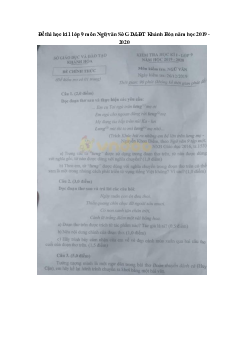 Đề thi học kì 1 lớp 9 môn Ngữ văn Sở GD&ĐT Khánh Hòa năm học 2019 - 2020