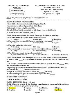 Đề thi vào 10 Chuyên Tiếng Anh Bình Phước năm 2019-2020