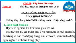 Giáo án điện tử Hoạt động trải nghiệm 4 Chủ đề 8 Chân trời sáng tạo: Em và cuộc sống xanh