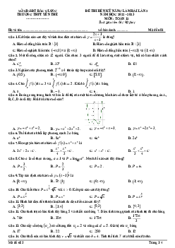 Đề rèn kỹ năng làm bài Toán 12 lần 2 năm 2022 – 2023 THPT Yên Thế – Bắc Giang