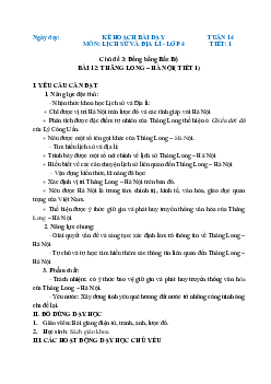 Giáo án Lịch sử và địa lí lớp 4 Tuần 14 | Chân trời sáng tạo