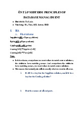 Midterm Review Môn Principle of database management | Trường Đại học Quốc tế, Đại học Quốc gia Thành phố Hồ Chí Minh
