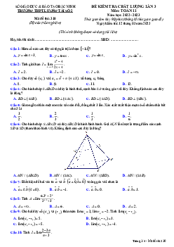 Đề kiểm tra Toán 11 lần 3 năm 2022 – 2023 trường THPT Lương Tài 2 – Bắc Ninh
