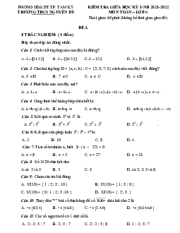 Đề giữa học kỳ 1 Toán 6 năm 2021 – 2022 trường THCS Nguyễn Du – Quảng Nam