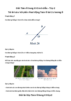 Giải Toán 6 Bài 2: Hai đường thẳng cắt nhau. Hai đường thẳng song song | Cánh diều