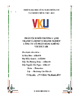 Tiểu luận: Phân tích môi trường cạnh tranh và định vị doanh nghiệp công ty cổ phần hàng không Vietjet Air